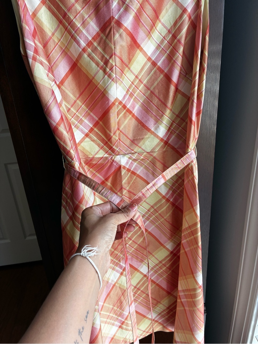 Vintage Linda Allard Ellen Tracy 100% Silk Plaid Dress Size 12 - Picture 4 of 9